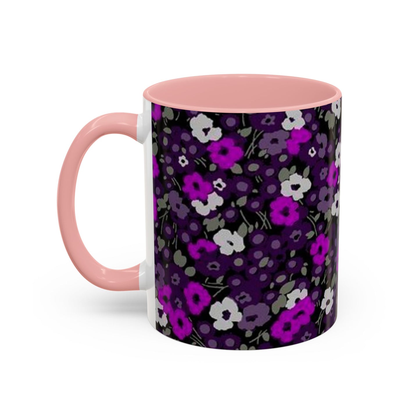 Floral Accent Coffee Mug - Aesthetic Drinkware for Home, Floral Decor, Gift Idea, Coffee Lover's Mug, Stylish Kitchen Accessory