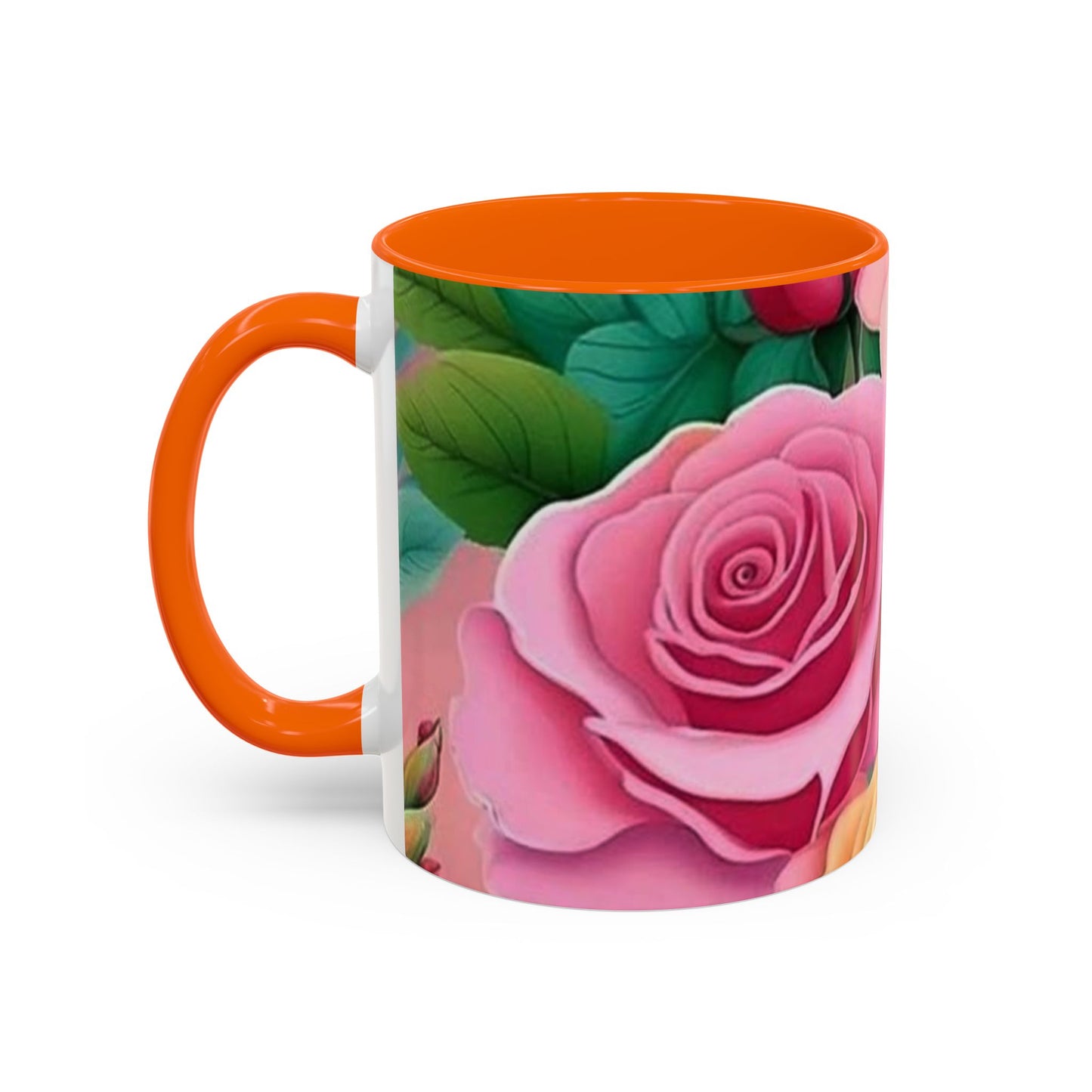 Floral Accent Coffee Mug, Rose Mug, Colorful Drinkware, Gift for Her, Mother's Day Gift, Flower Lover's Cup