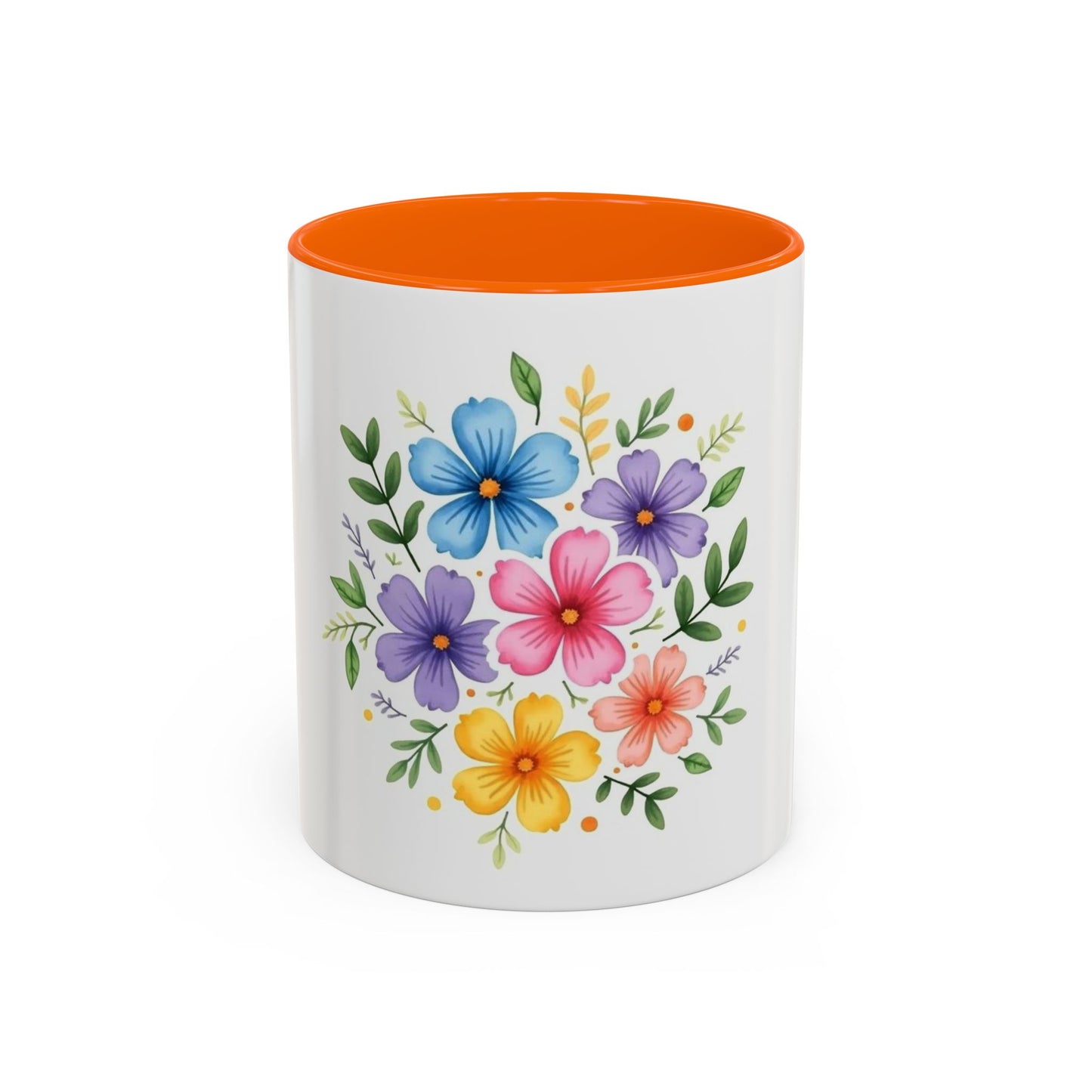 Floral Accent Coffee Mug, Decorative Mug, Gift for Her, Floral Design, Kitchen Decor, Spring Vibes, Hot Beverage Cup