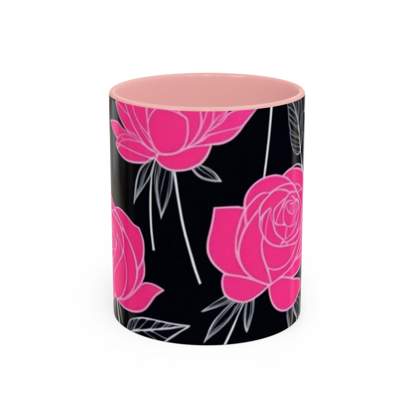 Floral Accent Coffee Mug, Black Rose Mug, Gift for Her, Boho Kitchen Decor, Mother's Day Coffee Cup, Floral Coffee Lover Item