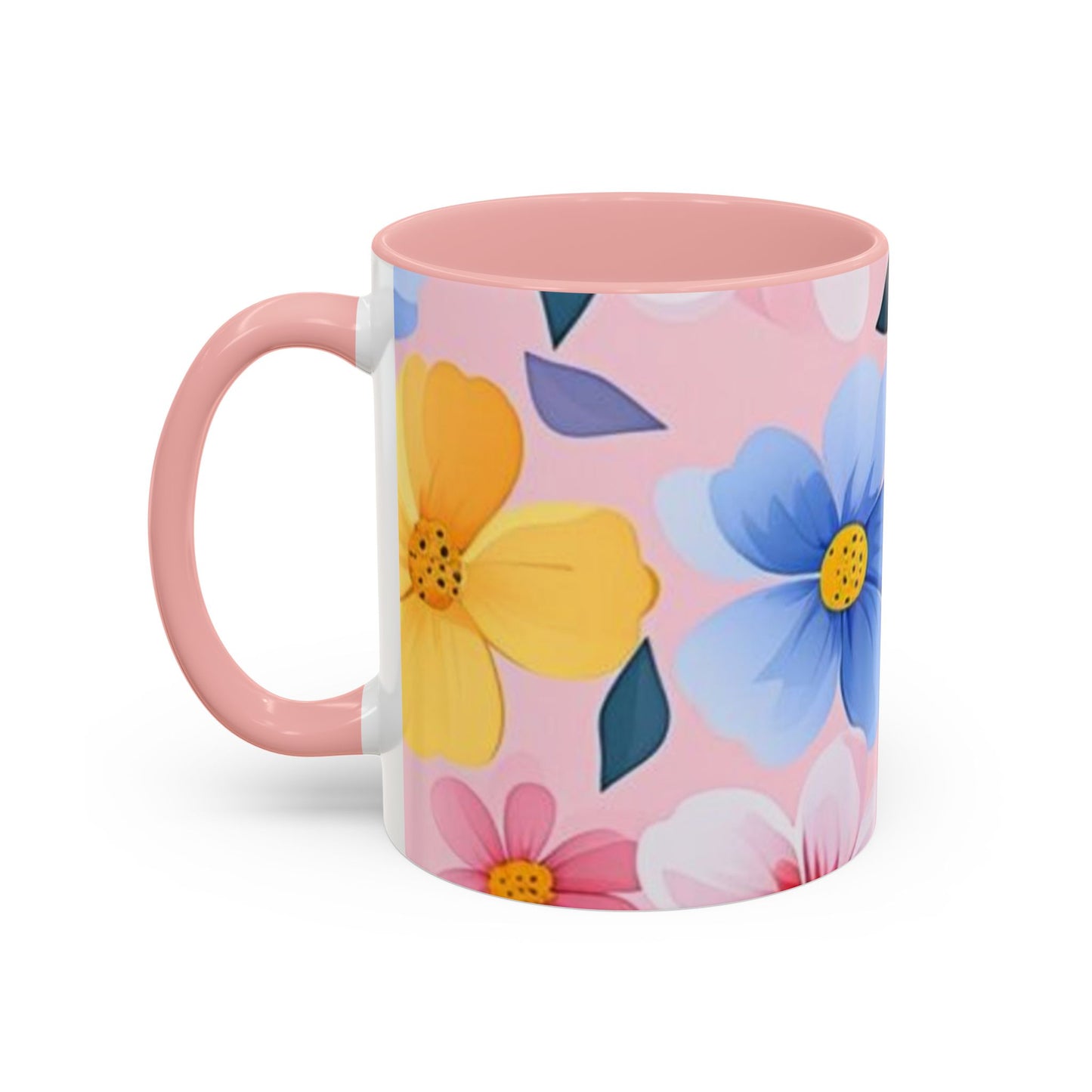 Floral Accent Coffee Mug, Cute Mug Gift, Flower Theme Cup, Spring Decor, Floral Coffee Cup, Tea Lover's Gift