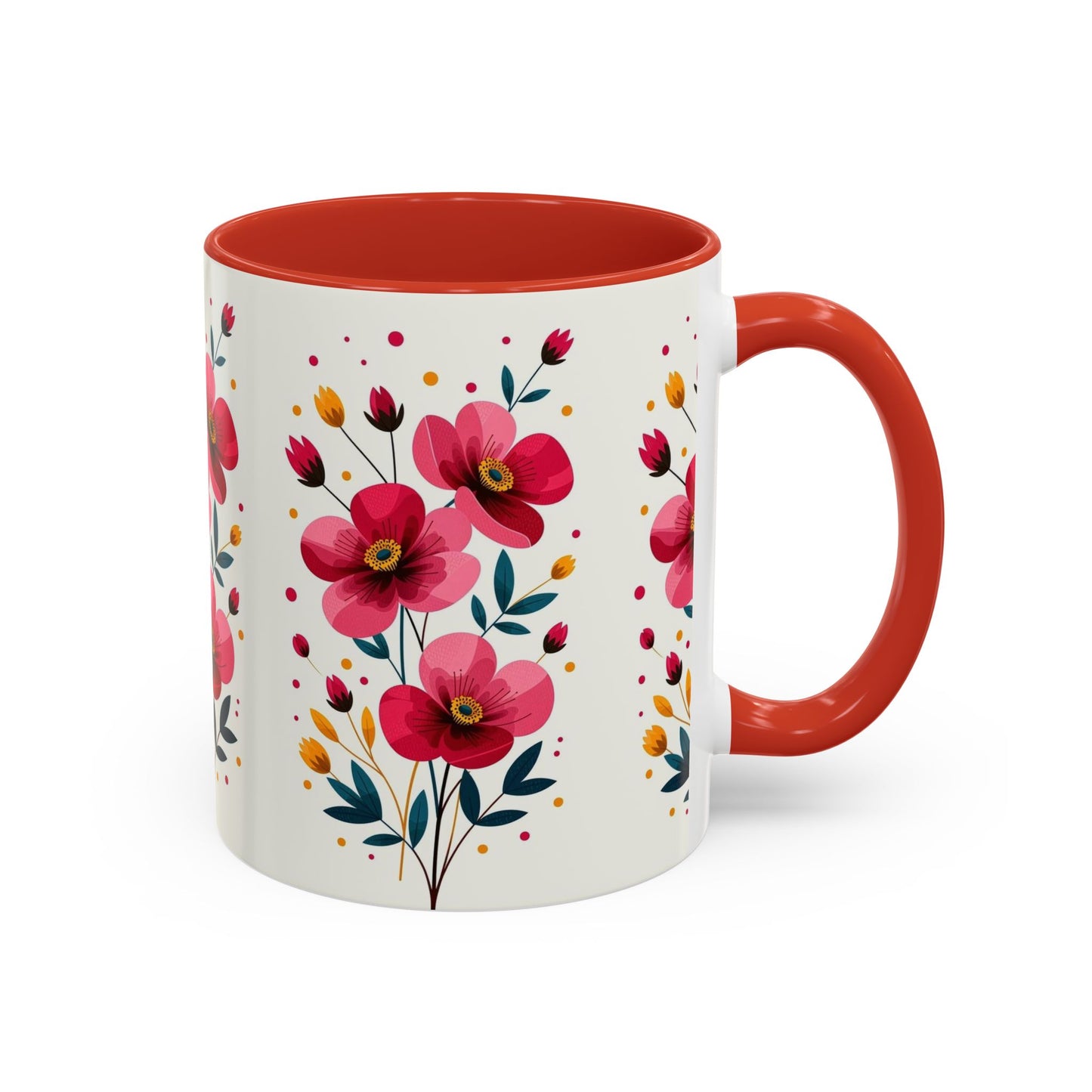 Floral Accent Coffee Mug - Vibrant Flower Print for Home & Gifts, Perfect for Tea Lovers, Mother's Day, Birthdays, Everyday Use