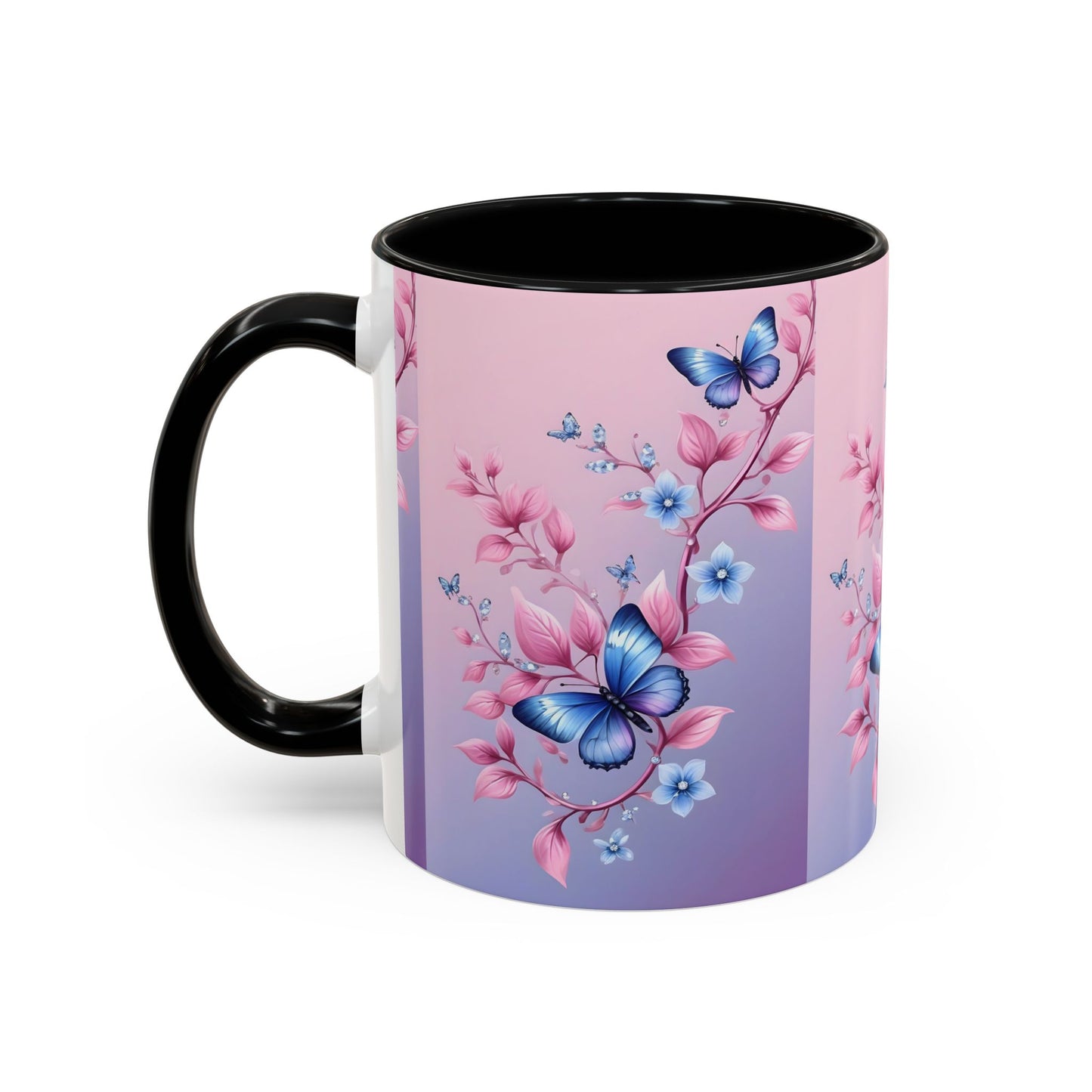 Floral Butterfly Accent Coffee Mug | Cute Gift for Tea Lovers, Kitchen Decor, Birthday Mug, Floral Homeware, Inspirational Drinkware