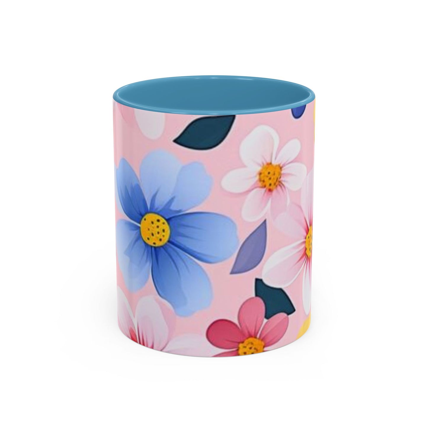 Floral Accent Coffee Mug, Cute Mug Gift, Flower Theme Cup, Spring Decor, Floral Coffee Cup, Tea Lover's Gift