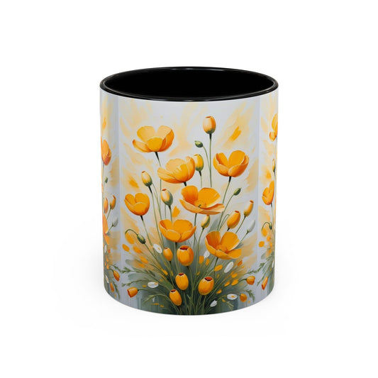 Floral Accent Coffee Mug | Yellow Flower Design, Perfect Gift for Garden Lovers, Home Decor, Mother’s Day, Birthdays, Spring Decor