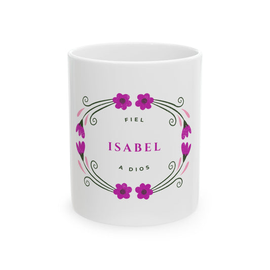 Taza Isabel – Consagrada a Dios | Diseño Floral