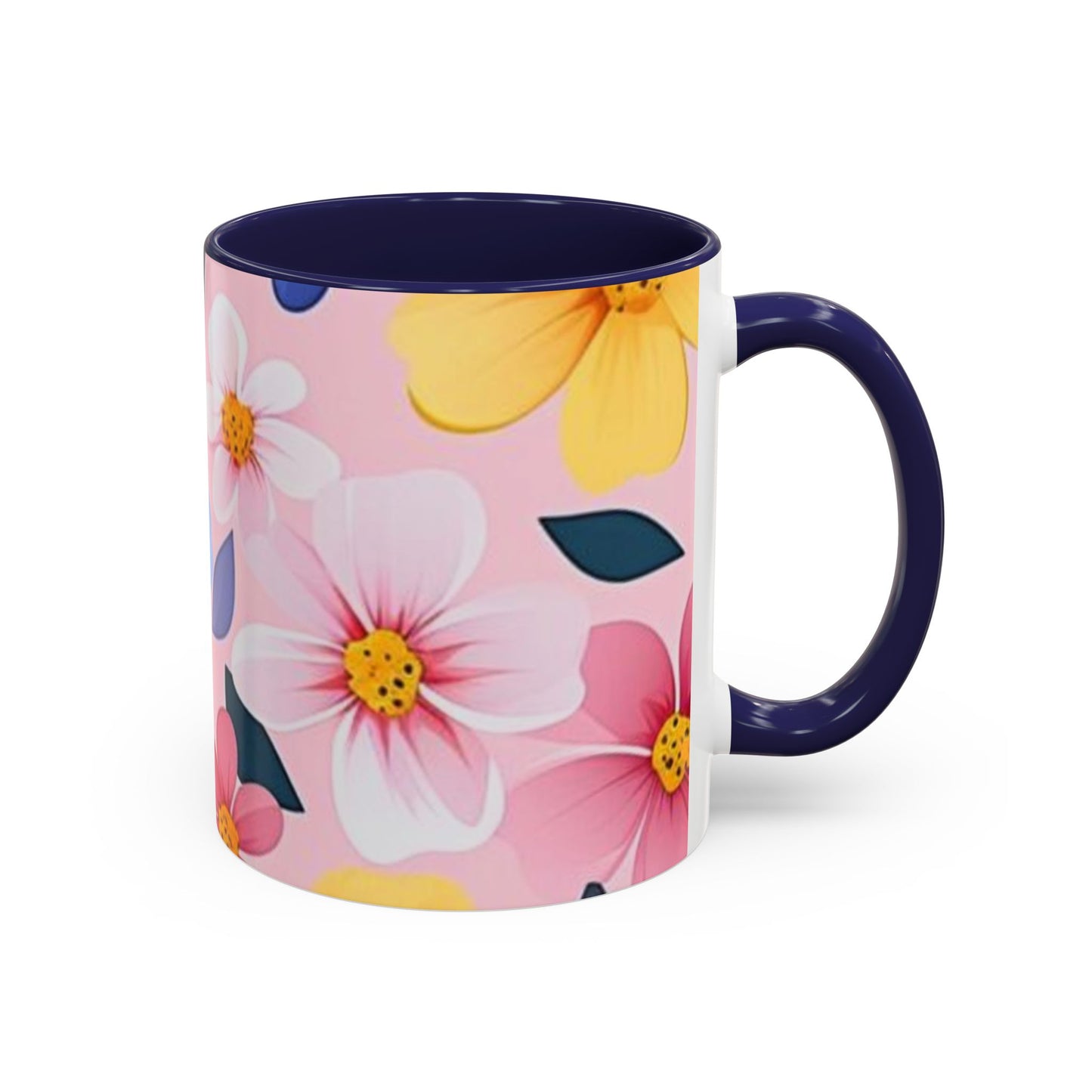 Floral Accent Coffee Mug, Cute Mug Gift, Flower Theme Cup, Spring Decor, Floral Coffee Cup, Tea Lover's Gift
