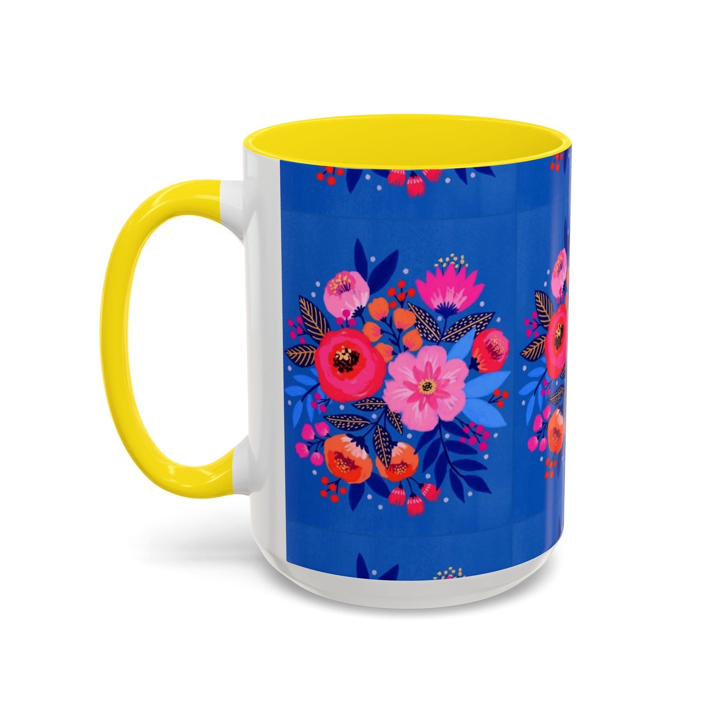 Floral Accent Coffee Mug - Vibrant Floral Design, Perfect Gift for Coffee Lovers, Mother's Day, Birthdays, Home Decor