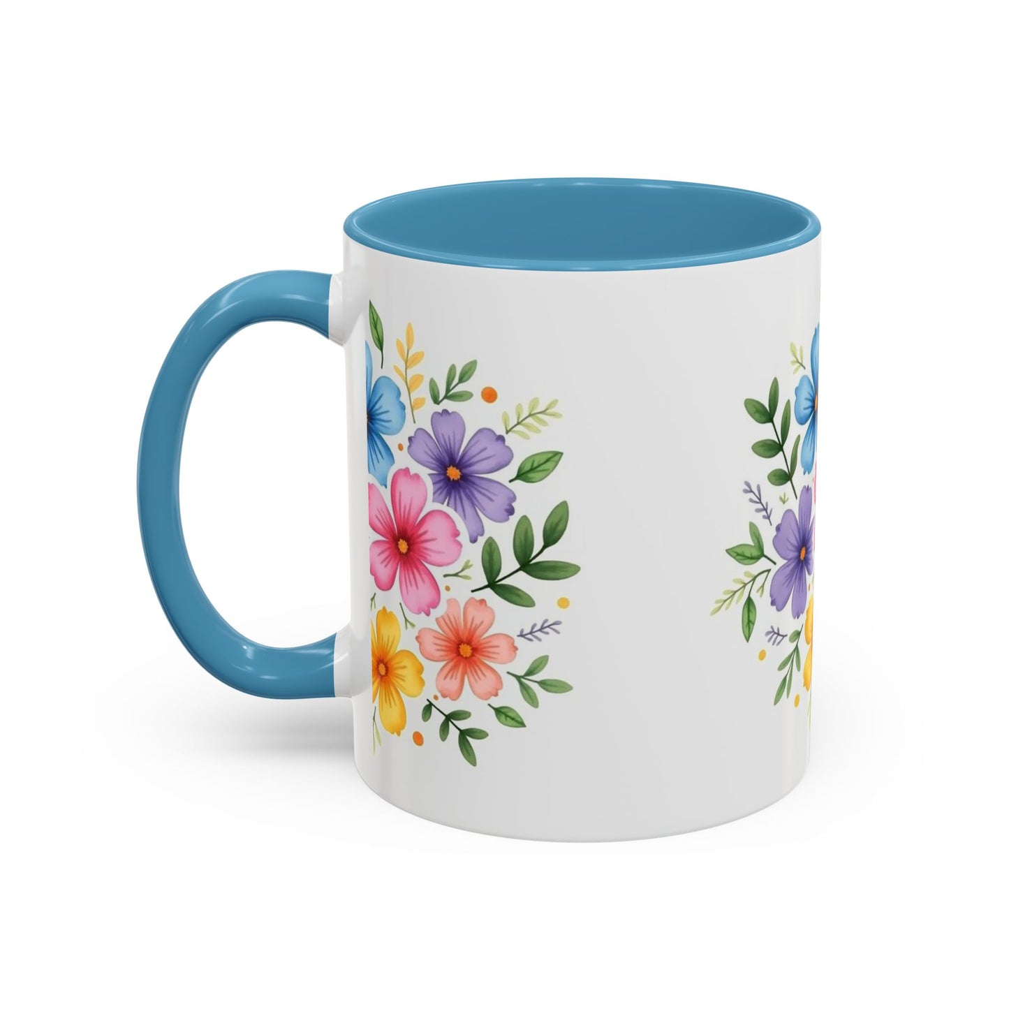Floral Accent Coffee Mug, Decorative Mug, Gift for Her, Floral Design, Kitchen Decor, Spring Vibes, Hot Beverage Cup