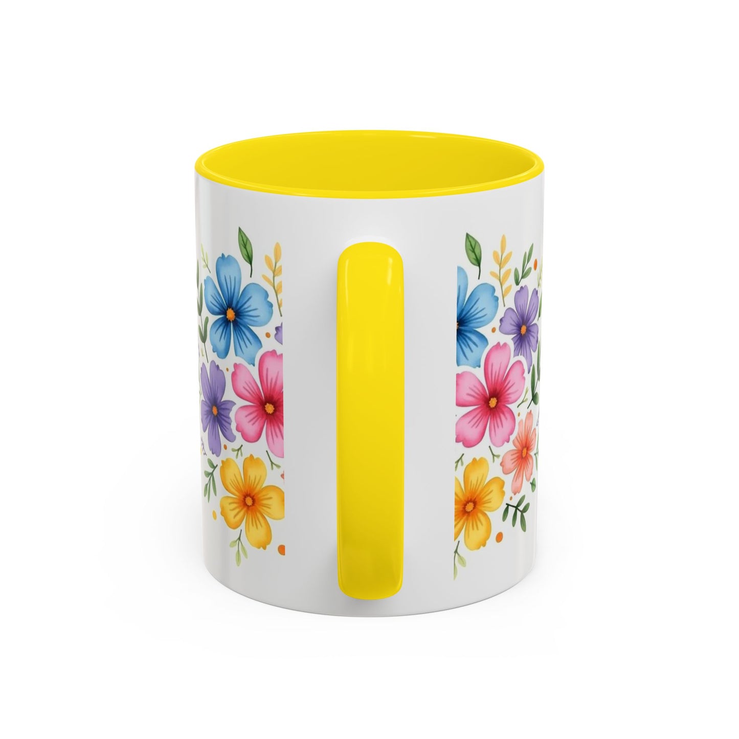 Floral Accent Coffee Mug, Decorative Mug, Gift for Her, Floral Design, Kitchen Decor, Spring Vibes, Hot Beverage Cup