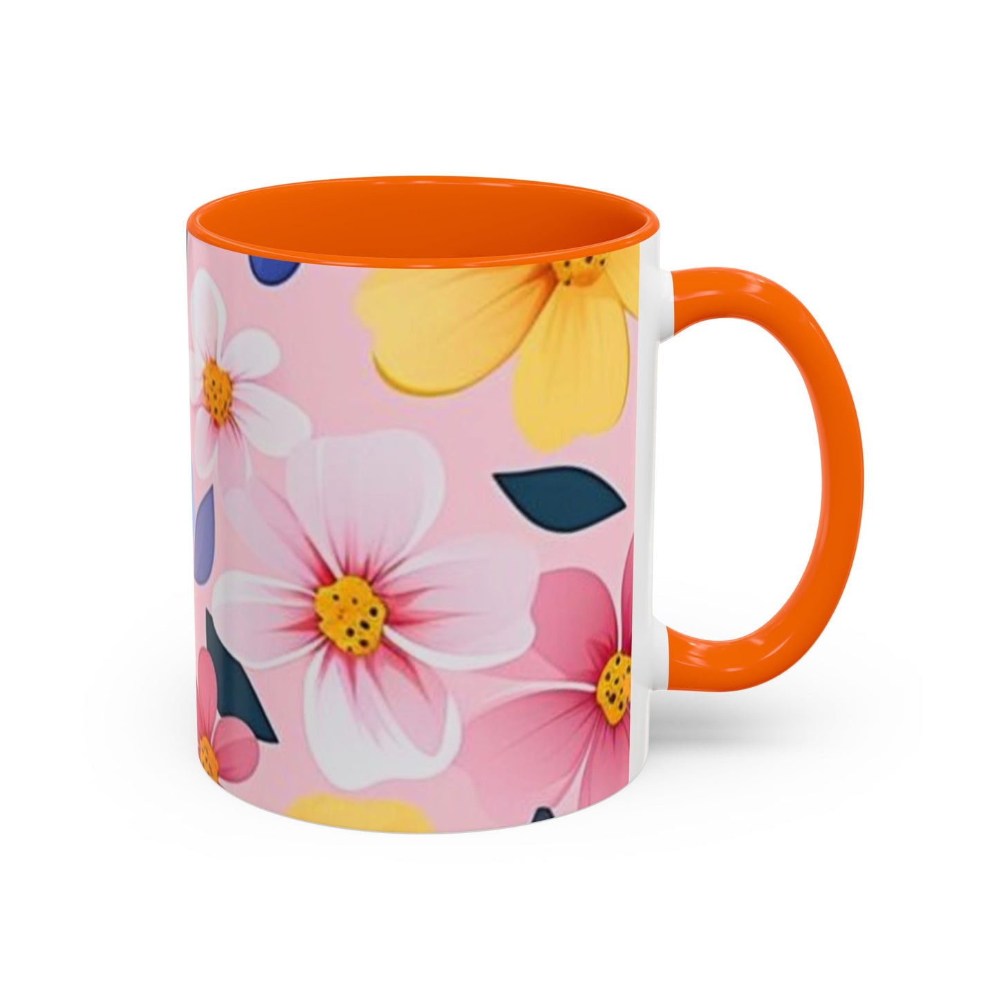 Floral Accent Coffee Mug, Cute Mug Gift, Flower Theme Cup, Spring Decor, Floral Coffee Cup, Tea Lover's Gift