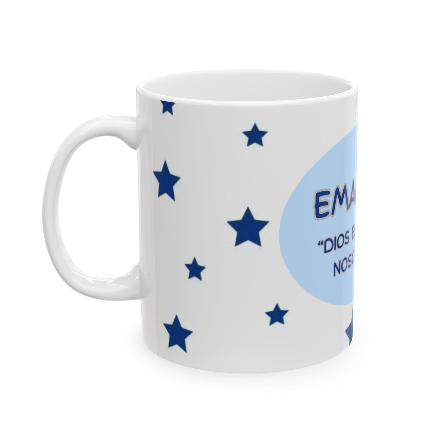 Personalized Ceramic Mug - Emanuel "Dios Esta Con Nosotros" - Inspirational Gift, Custom Coffee Cup, Star Pattern Mug, Religious Mug, [...]