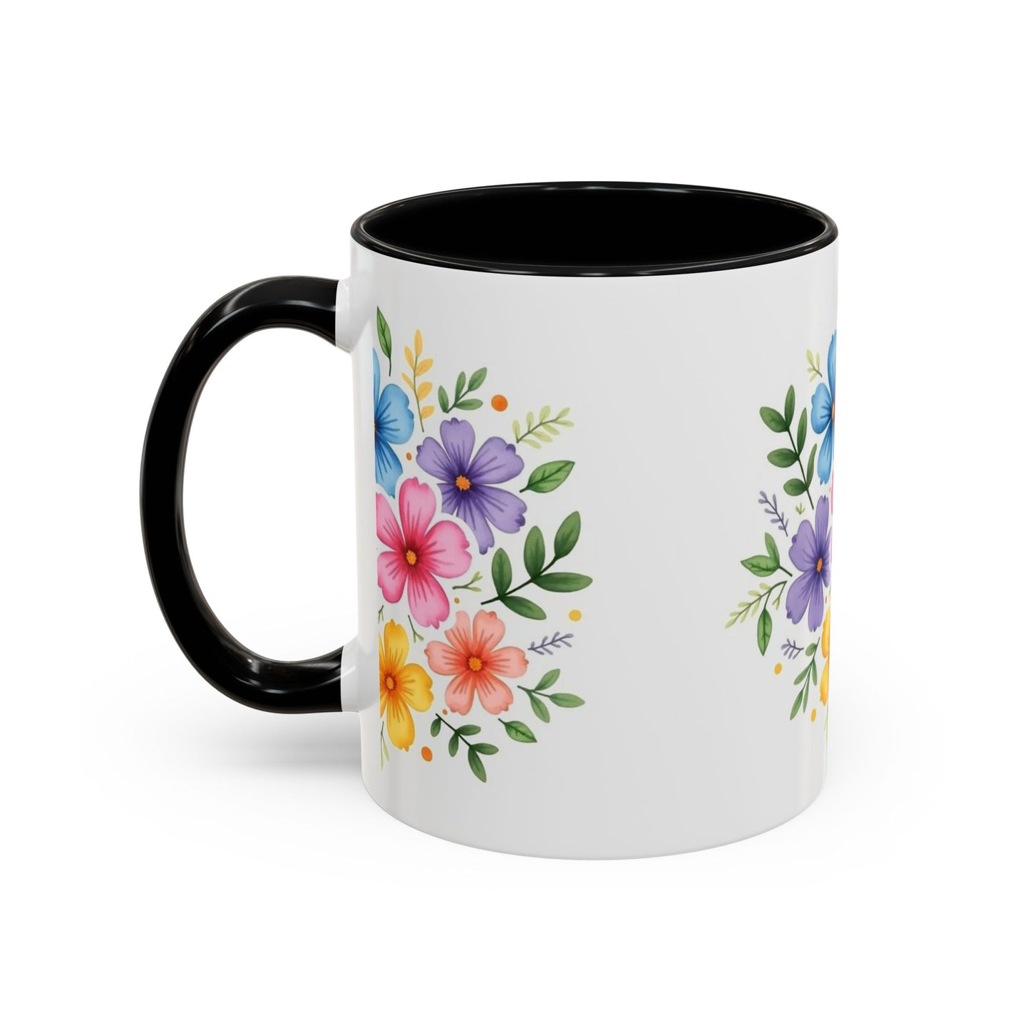 Floral Accent Coffee Mug, Decorative Mug, Gift for Her, Floral Design, Kitchen Decor, Spring Vibes, Hot Beverage Cup