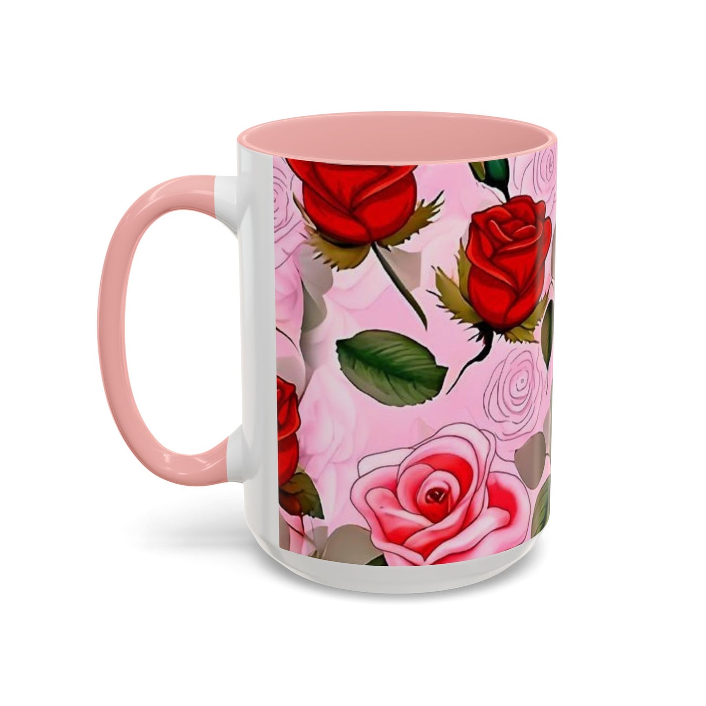 Red Roses Floral Accent Coffee Mug (11, 15oz)