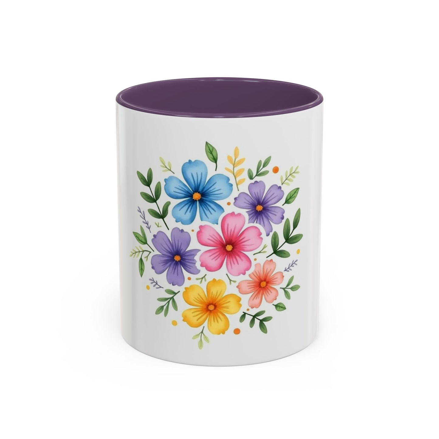 Floral Accent Coffee Mug, Decorative Mug, Gift for Her, Floral Design, Kitchen Decor, Spring Vibes, Hot Beverage Cup