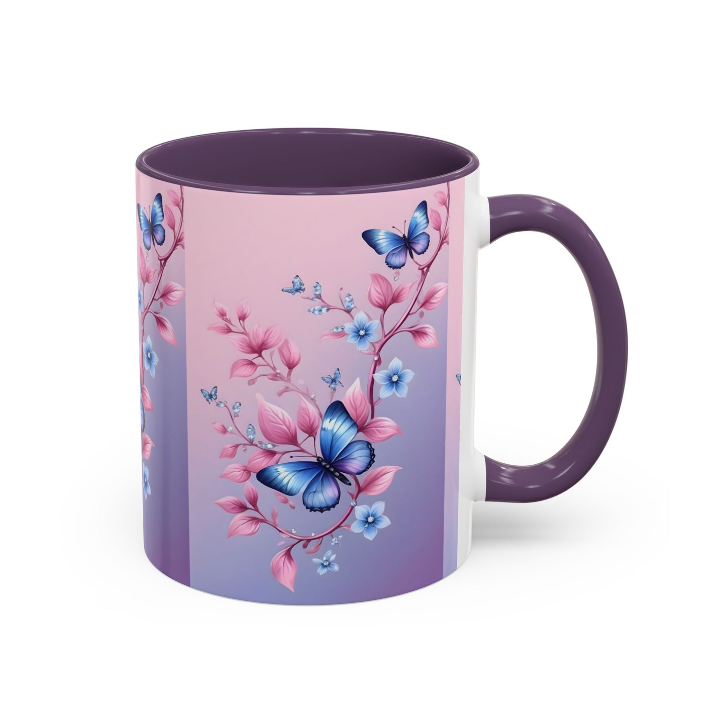 Floral Butterfly Accent Coffee Mug | Cute Gift for Tea Lovers, Kitchen Decor, Birthday Mug, Floral Homeware, Inspirational Drinkware
