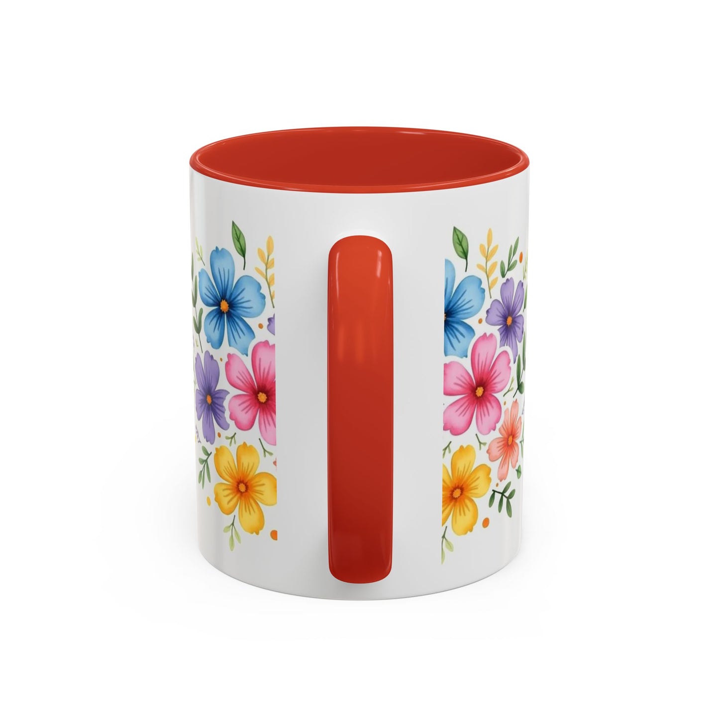Floral Accent Coffee Mug, Decorative Mug, Gift for Her, Floral Design, Kitchen Decor, Spring Vibes, Hot Beverage Cup
