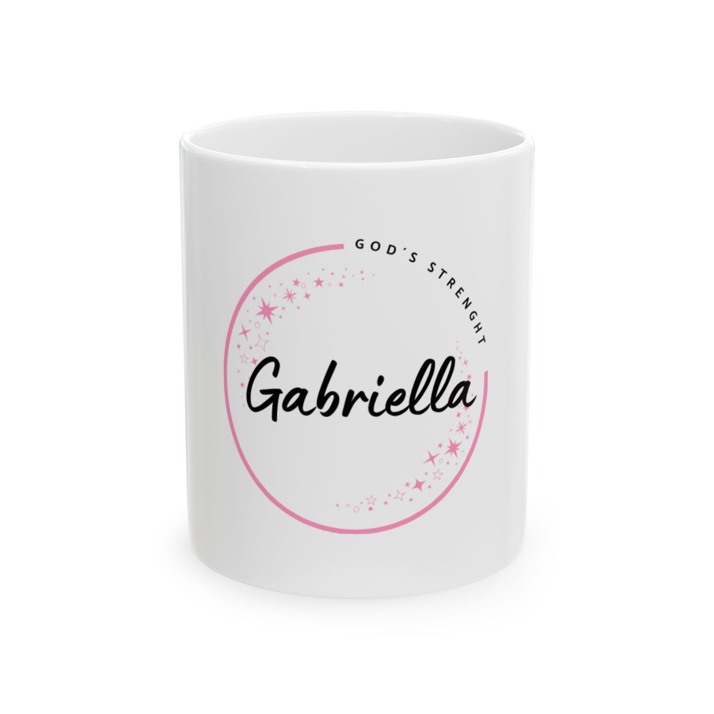Gabriella Name Meaning Mug – Personalized Ceramic Coffee Cup, God Is My Strength Gift for Women, Birthday or Christmas Present