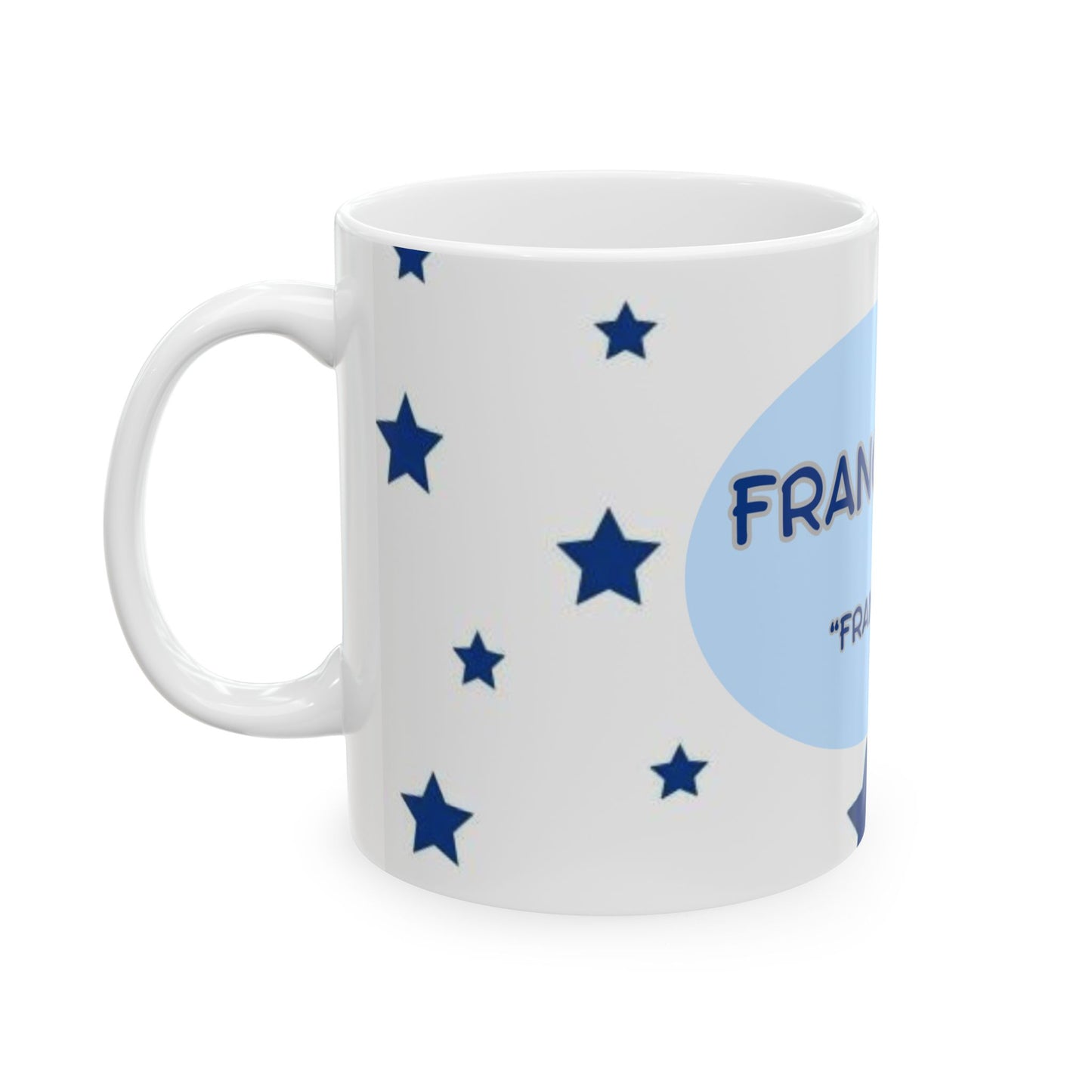 Personalized Ceramic Mug "Francisco" with Stars Design, Custom Gift for Coffee Lovers, Perfect for Birthdays, Holidays, or Celebrations