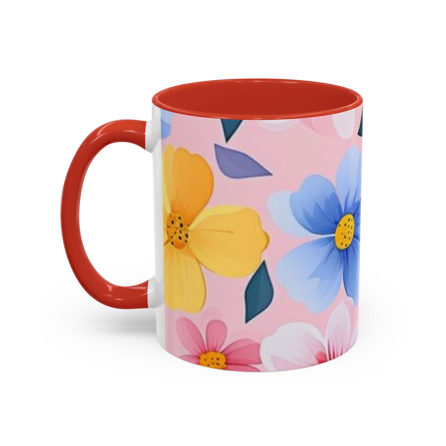 Floral Accent Coffee Mug, Cute Mug Gift, Flower Theme Cup, Spring Decor, Floral Coffee Cup, Tea Lover's Gift