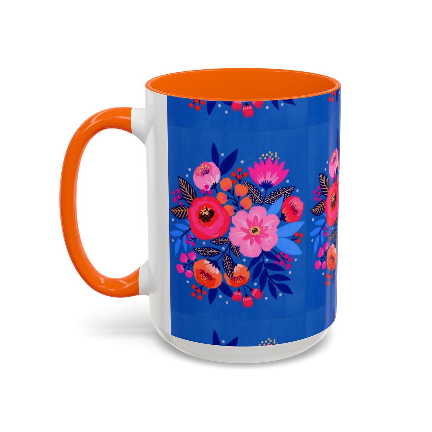 Floral Accent Coffee Mug - Vibrant Floral Design, Perfect Gift for Coffee Lovers, Mother's Day, Birthdays, Home Decor