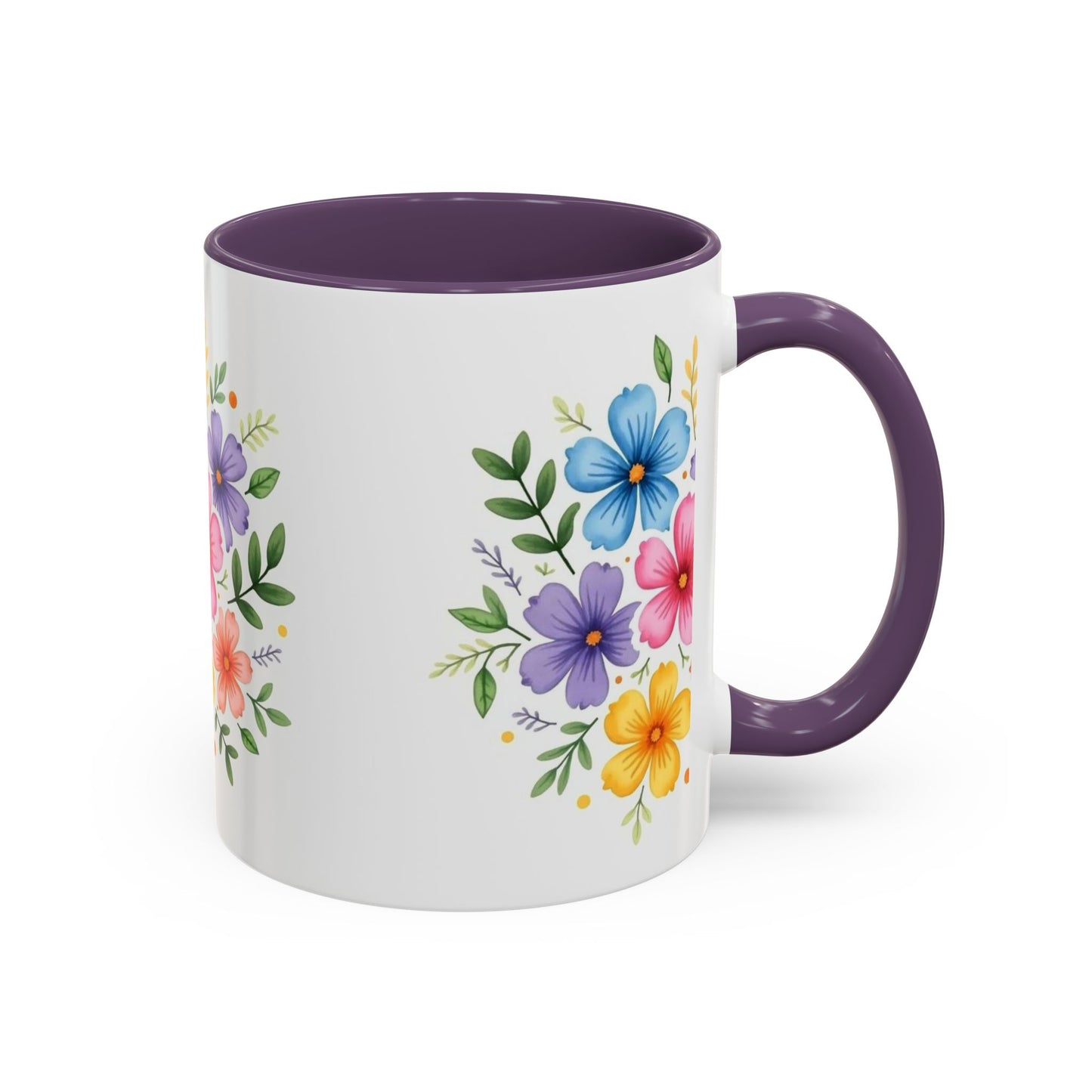 Floral Accent Coffee Mug, Decorative Mug, Gift for Her, Floral Design, Kitchen Decor, Spring Vibes, Hot Beverage Cup