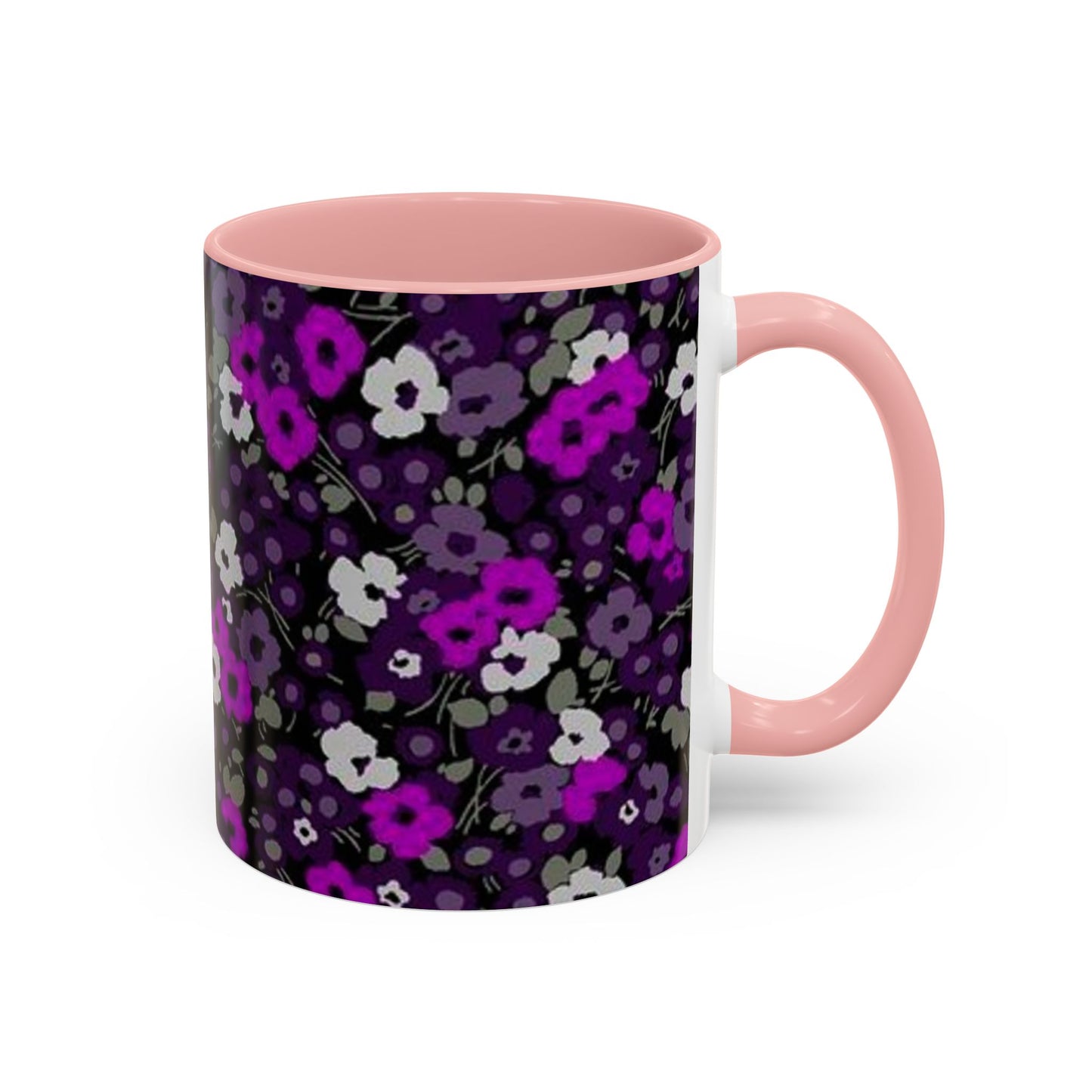 Floral Accent Coffee Mug - Aesthetic Drinkware for Home, Floral Decor, Gift Idea, Coffee Lover's Mug, Stylish Kitchen Accessory