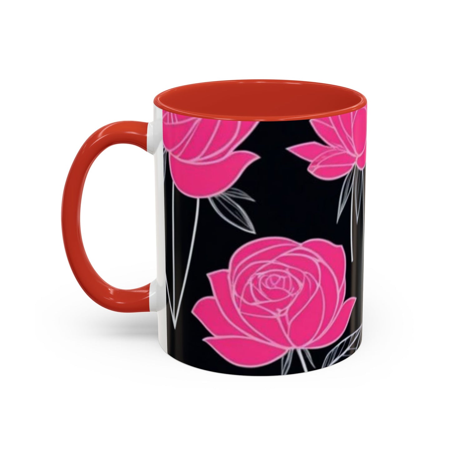 Floral Accent Coffee Mug, Black Rose Mug, Gift for Her, Boho Kitchen Decor, Mother's Day Coffee Cup, Floral Coffee Lover Item