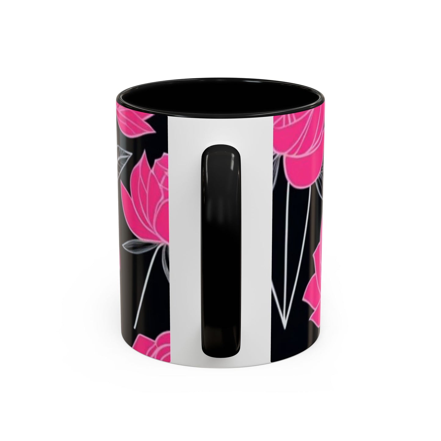 Floral Accent Coffee Mug, Black Rose Mug, Gift for Her, Boho Kitchen Decor, Mother's Day Coffee Cup, Floral Coffee Lover Item