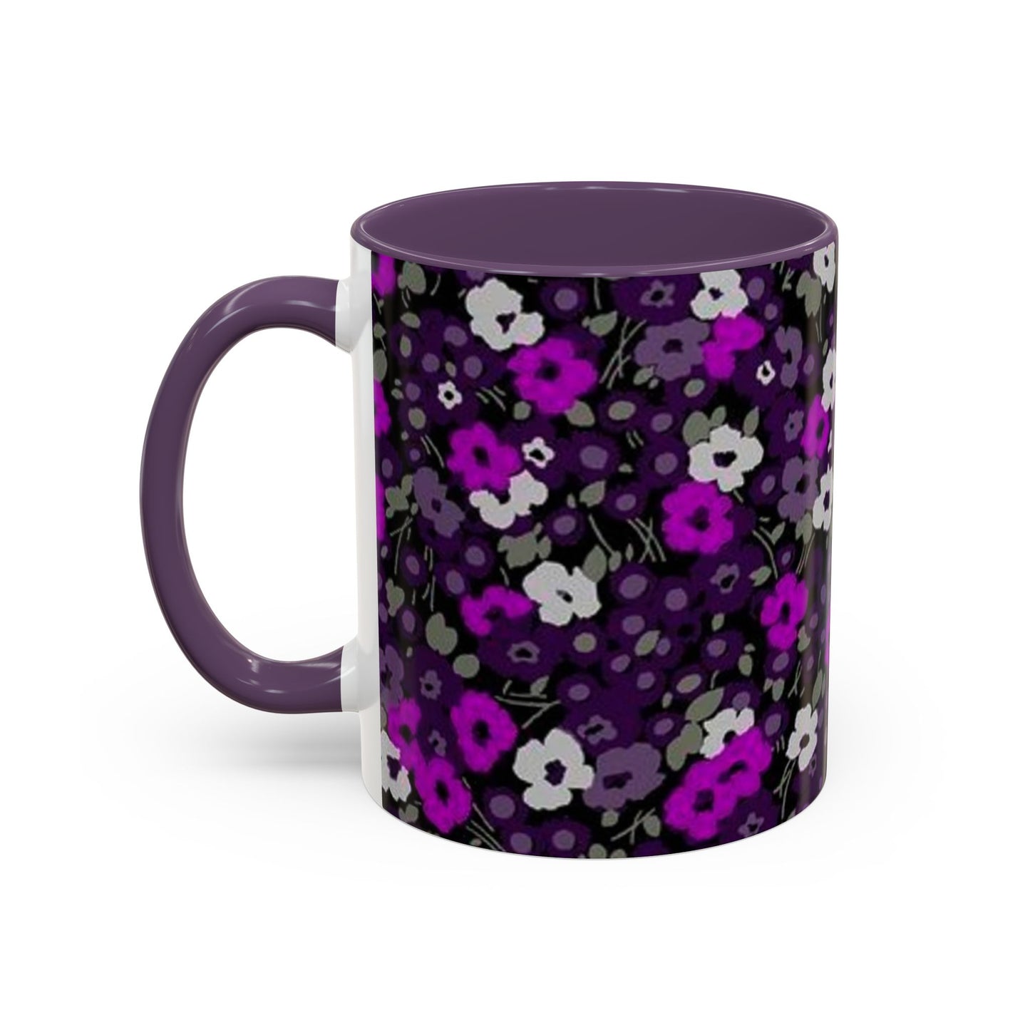 Floral Accent Coffee Mug - Aesthetic Drinkware for Home, Floral Decor, Gift Idea, Coffee Lover's Mug, Stylish Kitchen Accessory