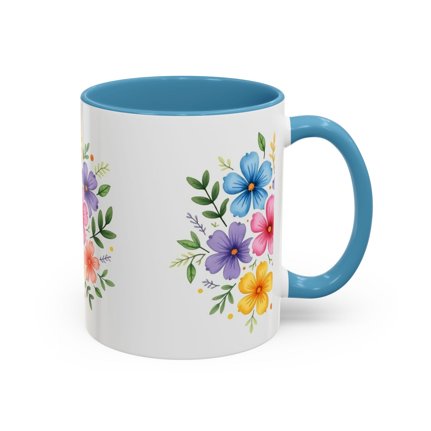 Floral Accent Coffee Mug, Decorative Mug, Gift for Her, Floral Design, Kitchen Decor, Spring Vibes, Hot Beverage Cup