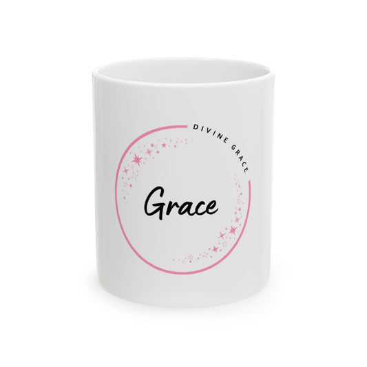Grace Name Meaning Mug – Personalized Ceramic Coffee Cup Gift, Custom Coffee Cup, Gift for Her, Cute Mug for Home, Birthday Present, 11oz 15oz