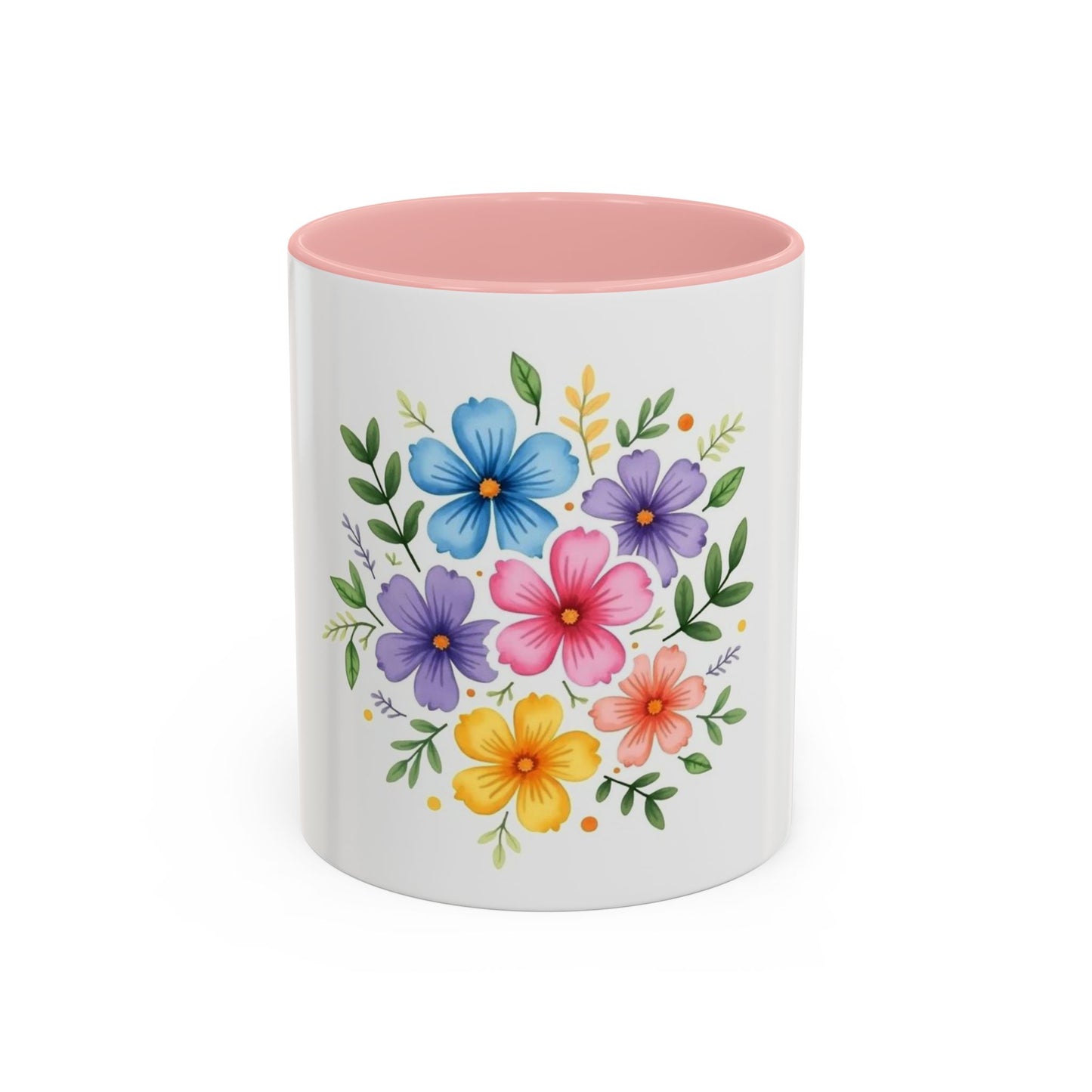 Floral Accent Coffee Mug, Decorative Mug, Gift for Her, Floral Design, Kitchen Decor, Spring Vibes, Hot Beverage Cup