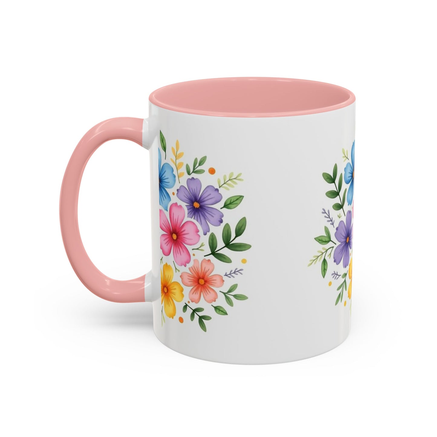 Floral Accent Coffee Mug, Decorative Mug, Gift for Her, Floral Design, Kitchen Decor, Spring Vibes, Hot Beverage Cup