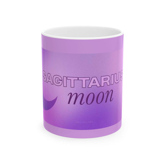 Sagittarius Moon Ceramic Mug - Astrology Drinkware for Zodiac Lovers, Coffee Cup, Horoscope Gift, Purple Mug, Celestial Decor