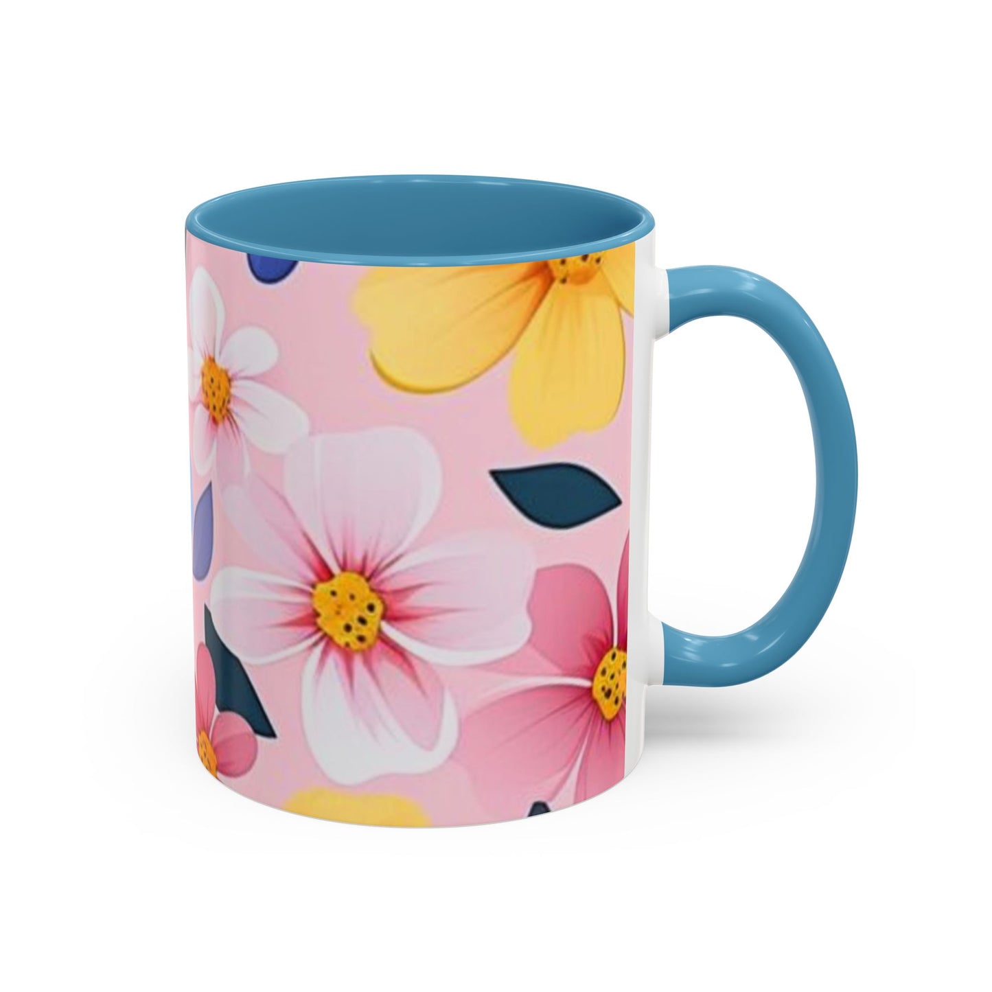 Floral Accent Coffee Mug, Cute Mug Gift, Flower Theme Cup, Spring Decor, Floral Coffee Cup, Tea Lover's Gift