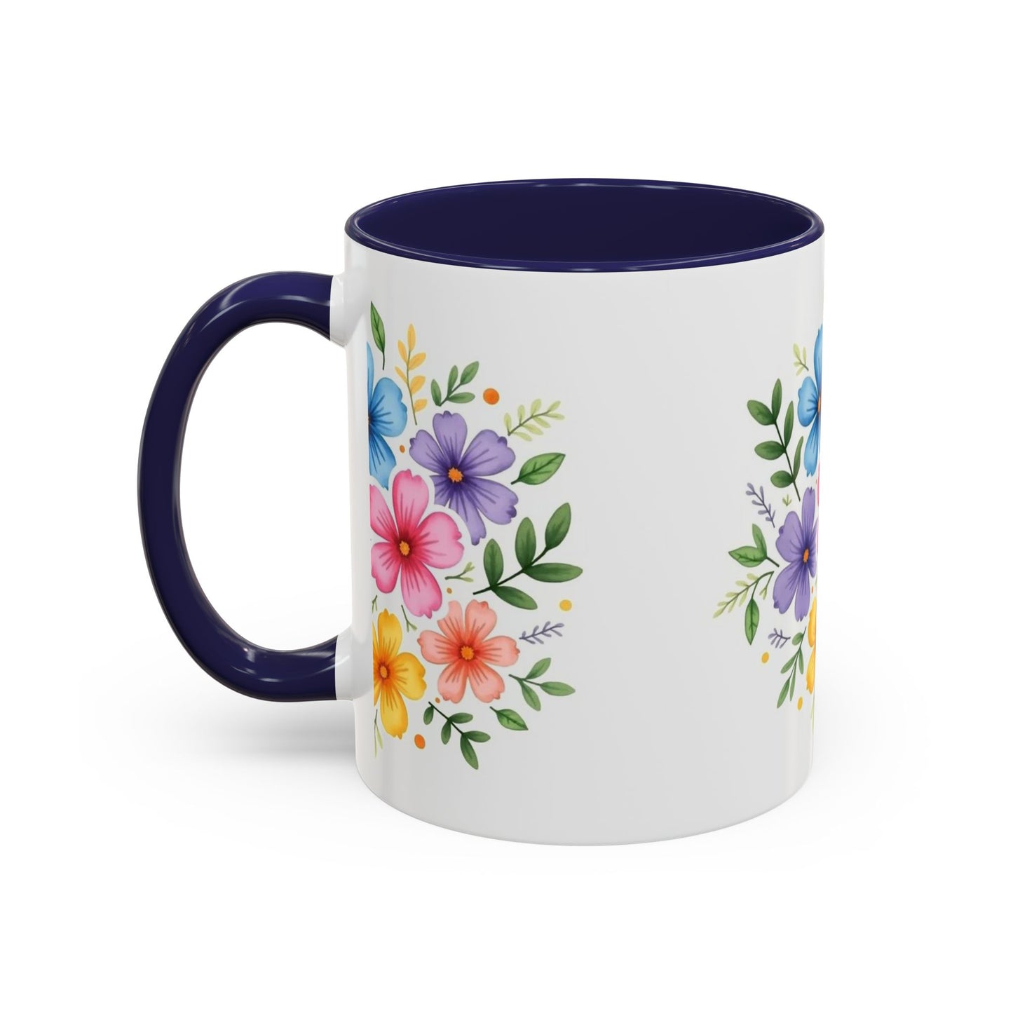 Floral Accent Coffee Mug, Decorative Mug, Gift for Her, Floral Design, Kitchen Decor, Spring Vibes, Hot Beverage Cup