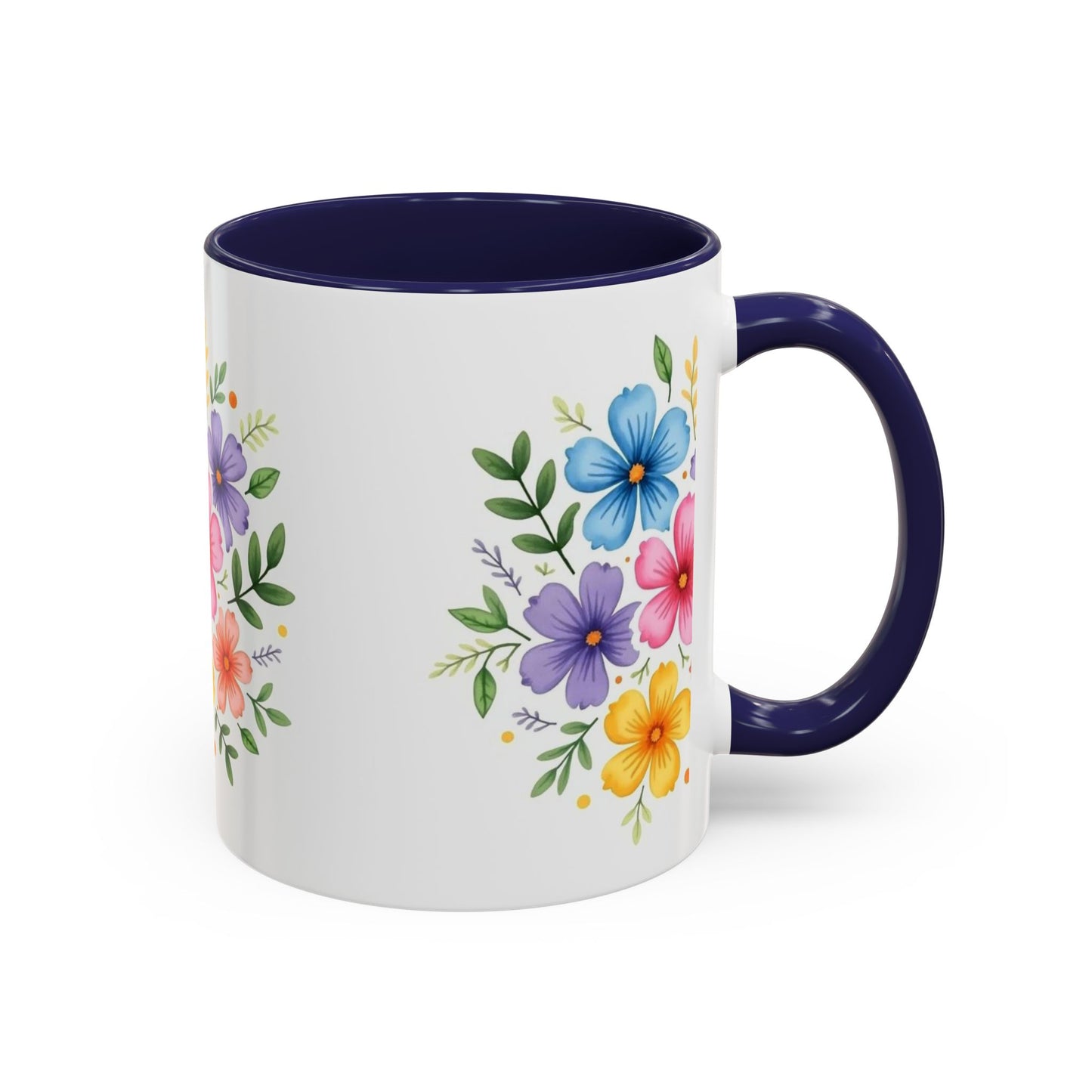 Floral Accent Coffee Mug, Decorative Mug, Gift for Her, Floral Design, Kitchen Decor, Spring Vibes, Hot Beverage Cup