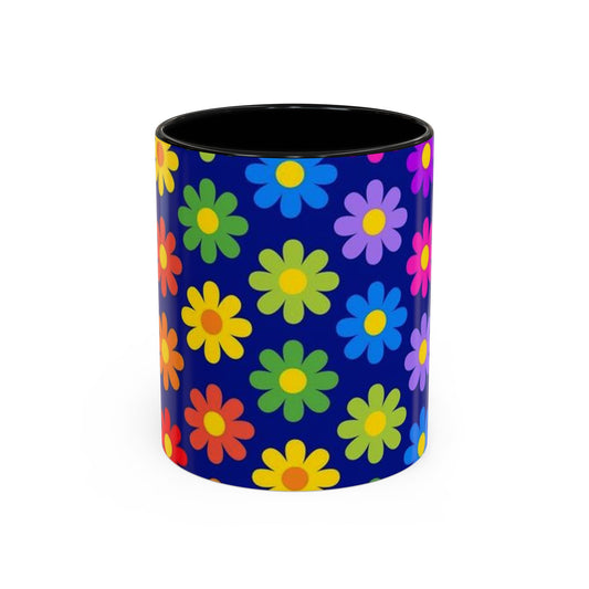 Colorful Flower Accent Coffee Mug, Floral Tea Mug, Gift for Her, Vibrant Kitchen Decor, Fun Drinkware for Any Occasion