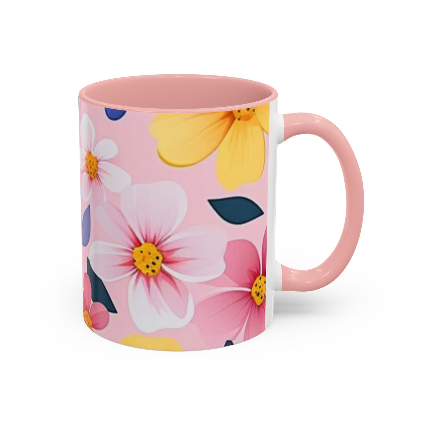 Floral Accent Coffee Mug, Cute Mug Gift, Flower Theme Cup, Spring Decor, Floral Coffee Cup, Tea Lover's Gift