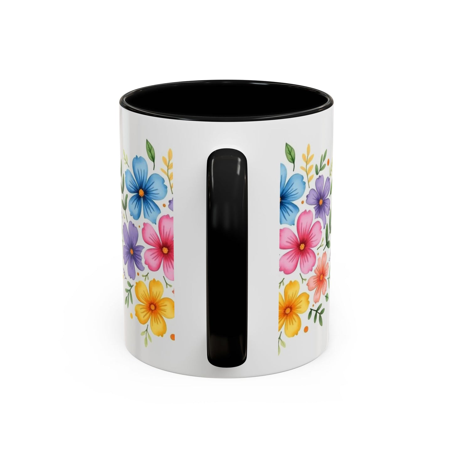 Floral Accent Coffee Mug, Decorative Mug, Gift for Her, Floral Design, Kitchen Decor, Spring Vibes, Hot Beverage Cup