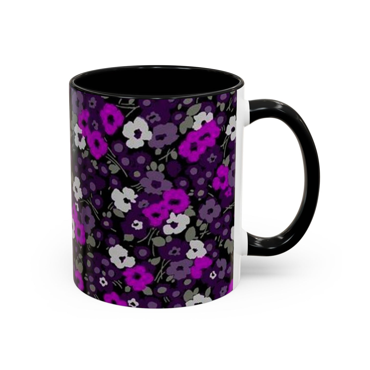 Floral Accent Coffee Mug - Aesthetic Drinkware for Home, Floral Decor, Gift Idea, Coffee Lover's Mug, Stylish Kitchen Accessory