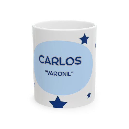 Personalized Starry Ceramic Mug "Carlos" - Custom Name Coffee Cup, Unique Gift for Birthdays, Holidays, Coffee Lovers, Home Decor