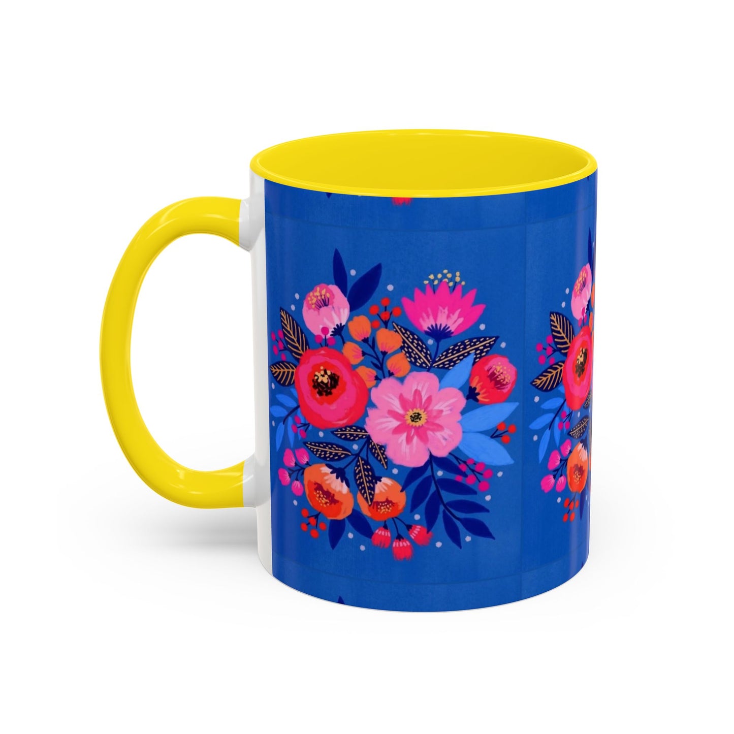 Floral Accent Coffee Mug - Vibrant Floral Design, Perfect Gift for Coffee Lovers, Mother's Day, Birthdays, Home Decor