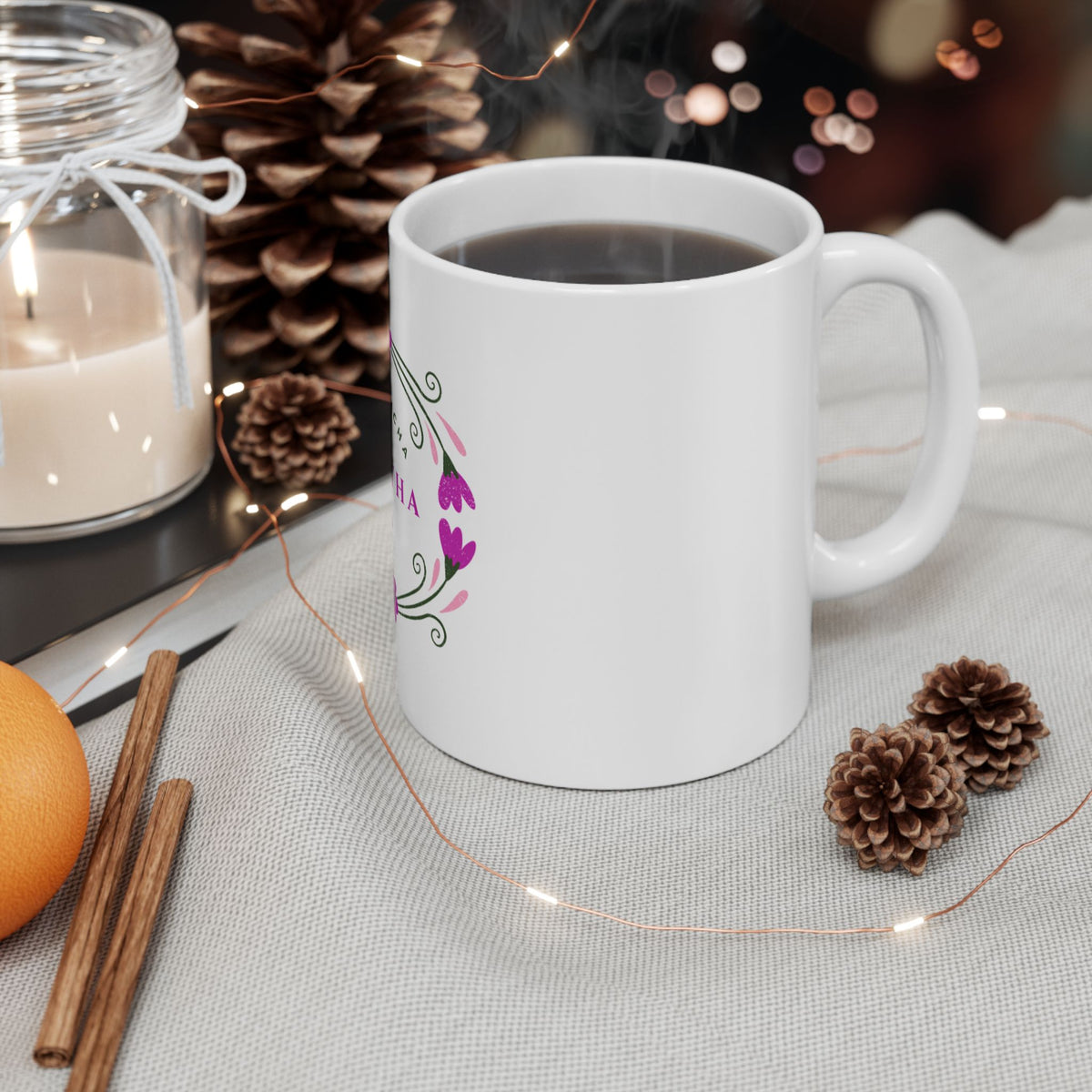 Taza Samantha – La que Escucha | Diseño Floral