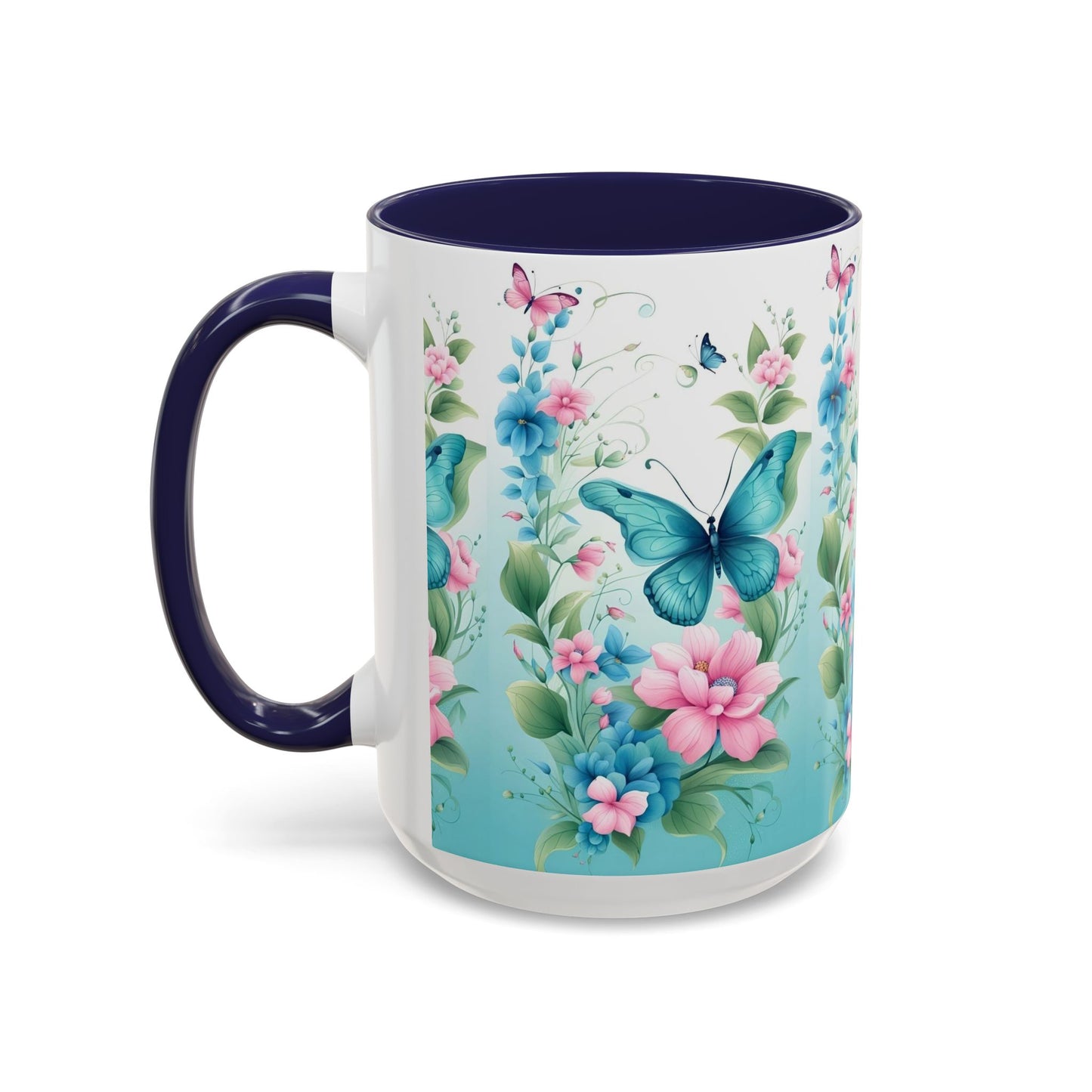 Butterfly Garden Accent Coffee Mug, Floral Mug, Gift for Her, Spring Decor, Nature Lover Mug, Personalized Coffee Cup