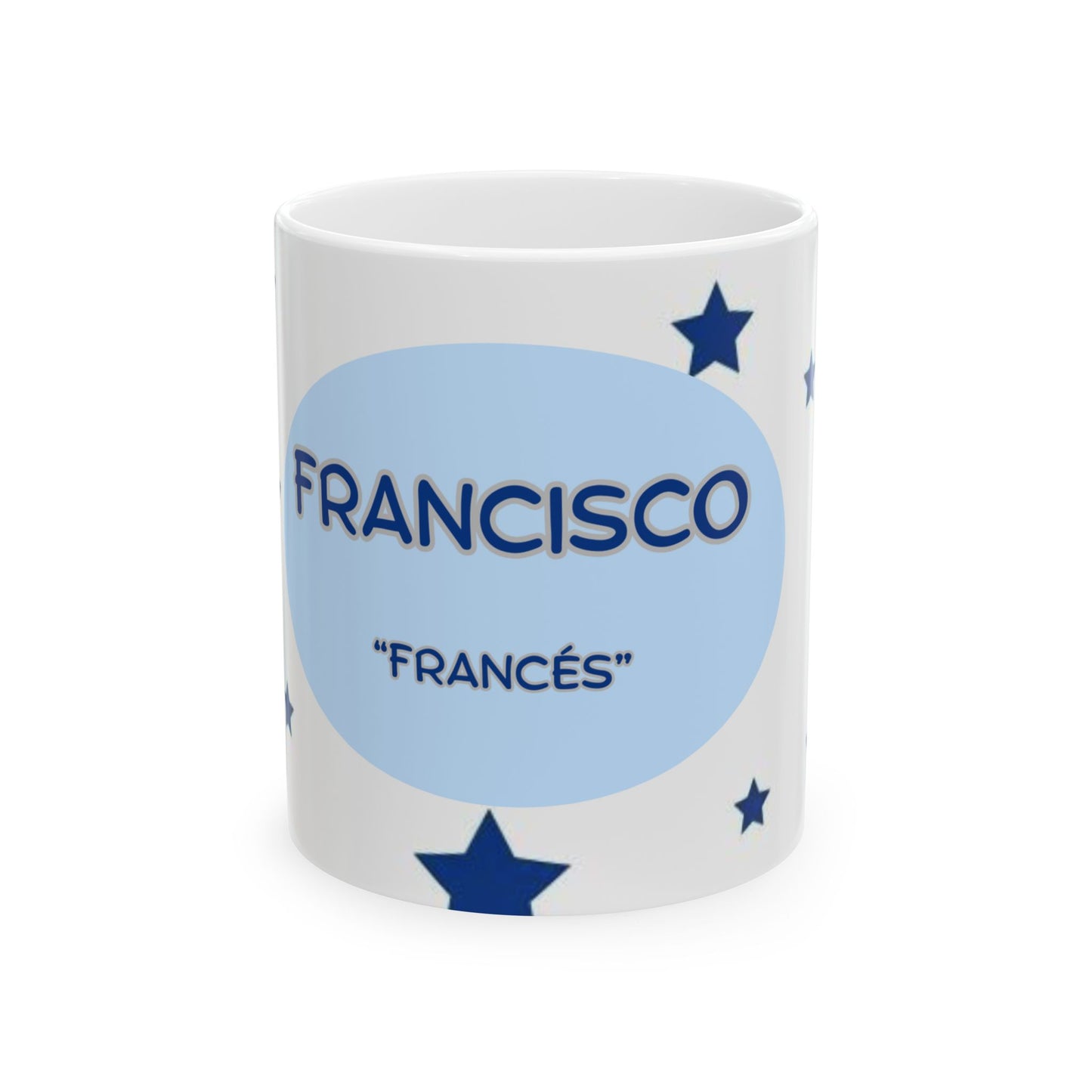 Personalized Ceramic Mug "Francisco" with Stars Design, Custom Gift for Coffee Lovers, Perfect for Birthdays, Holidays, or Celebrations