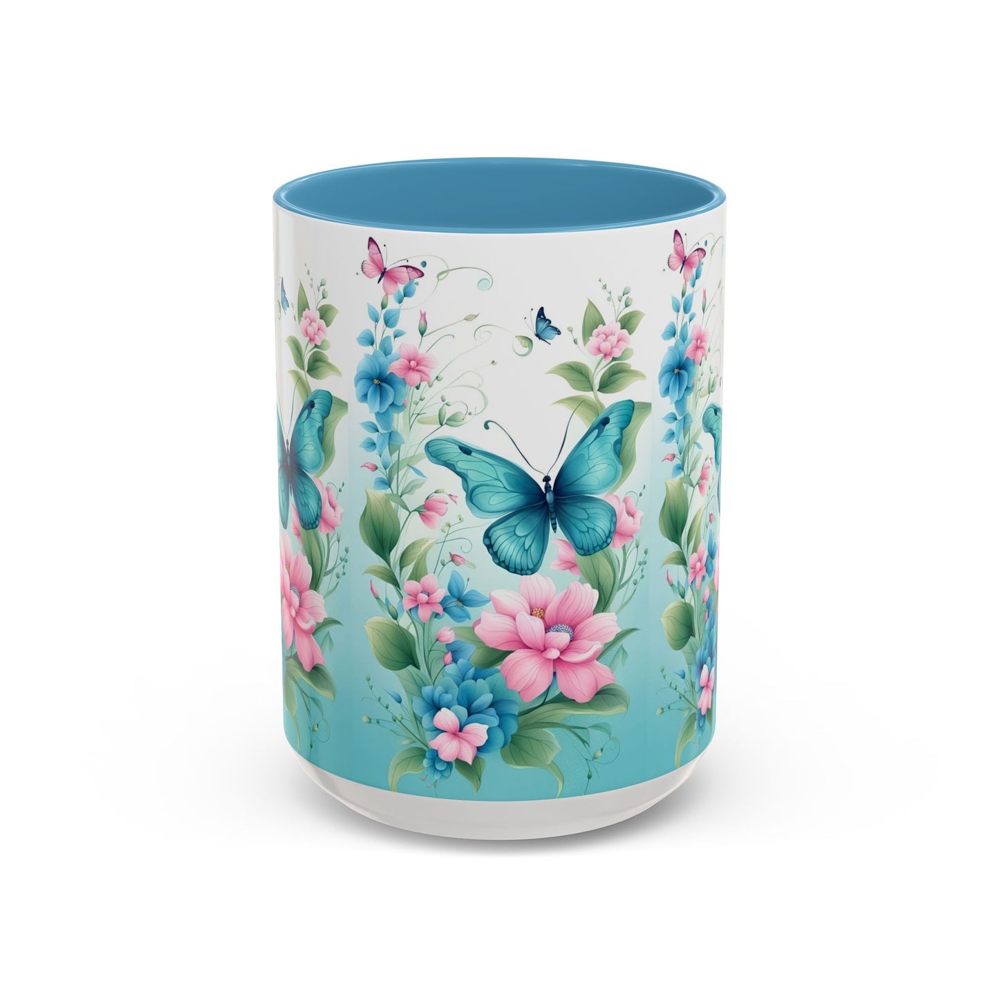 Butterfly Garden Accent Coffee Mug, Floral Mug, Gift for Her, Spring Decor, Nature Lover Mug, Personalized Coffee Cup