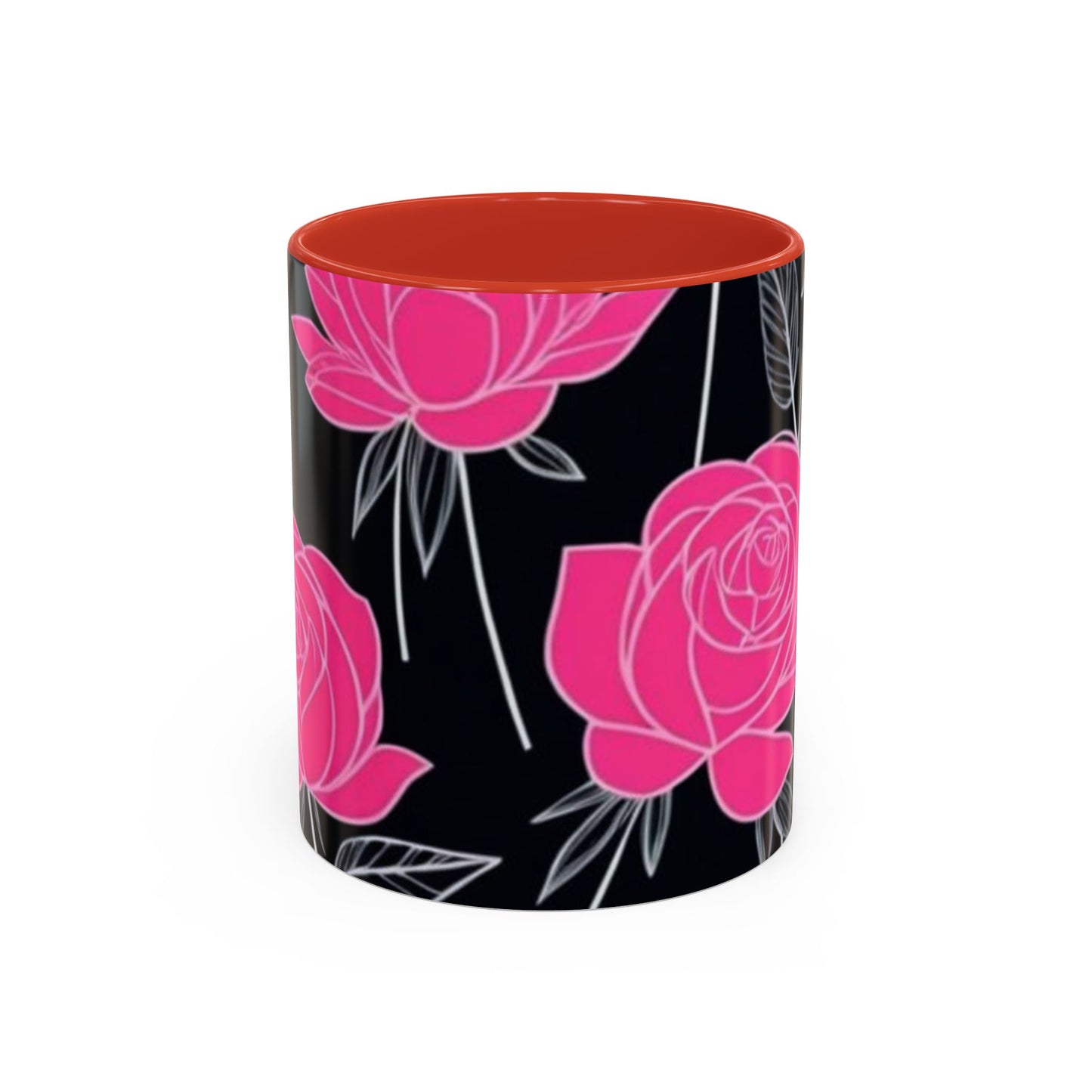 Floral Accent Coffee Mug, Black Rose Mug, Gift for Her, Boho Kitchen Decor, Mother's Day Coffee Cup, Floral Coffee Lover Item